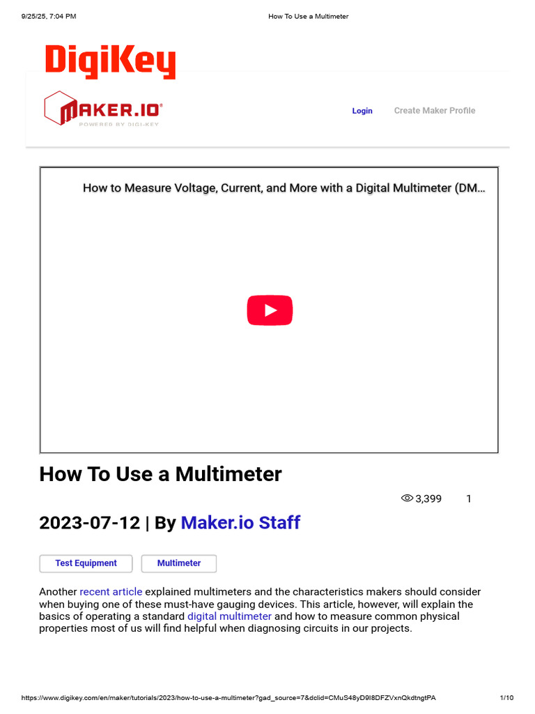 How to Operate a Digital Multimeter | PDF | Voltage | Manufactured Goods