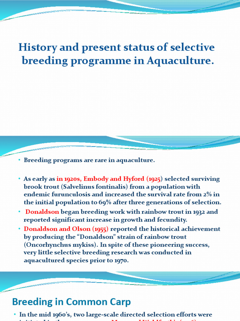 Selective Breeding in Aquaculture History | PDF | Selective Breeding ...