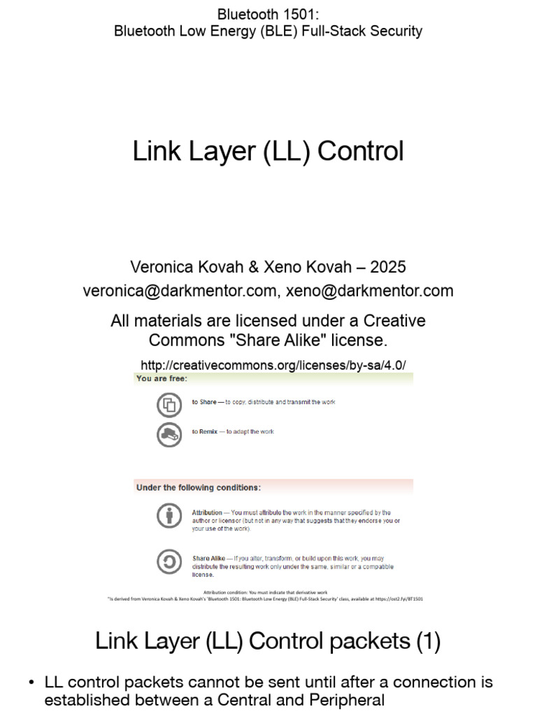 BLE Link Layer Control Packet Overview | PDF | Bluetooth | Network ...