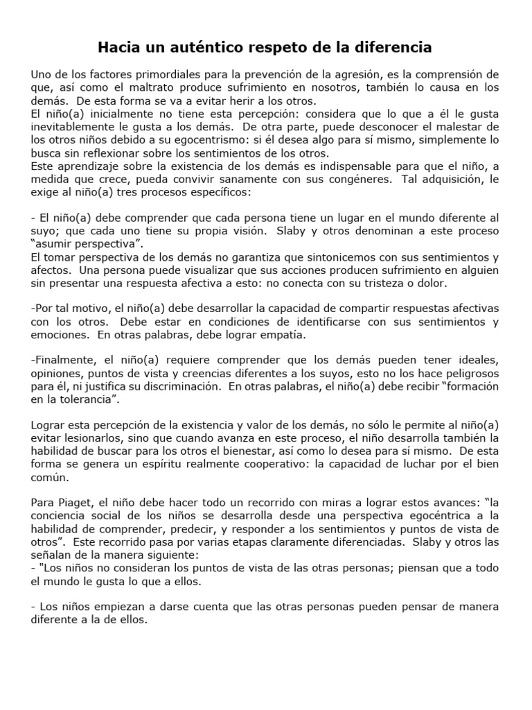Respeto de La Diferencia | PDF | Empatía | Enseñando