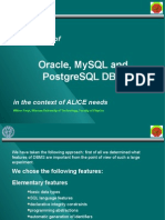 Oracle, Mysql and Postgresql DBMS: Comparison of