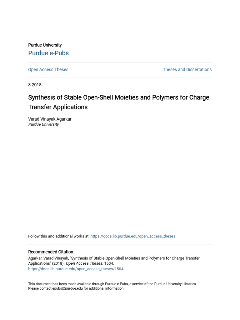 Synthesis of Stable Open-Shell Moieties and Polymers For Charge T | PDF ...