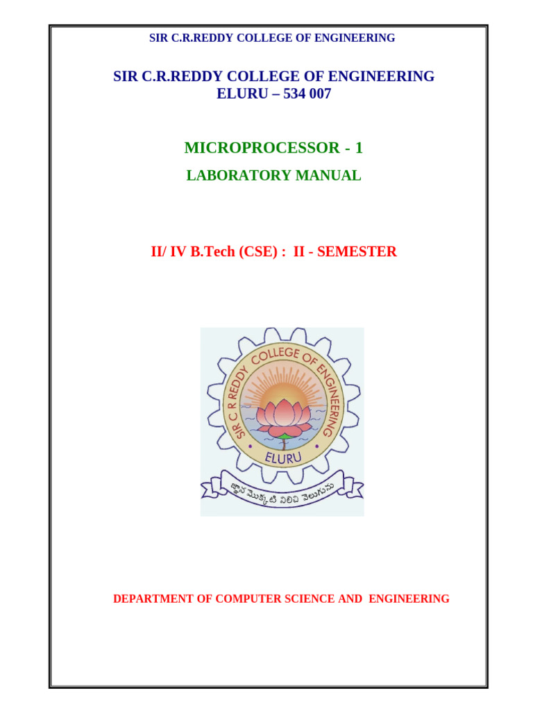 Microprocessor Lab Manual for CSE Students | PDF | Logic Gate ...