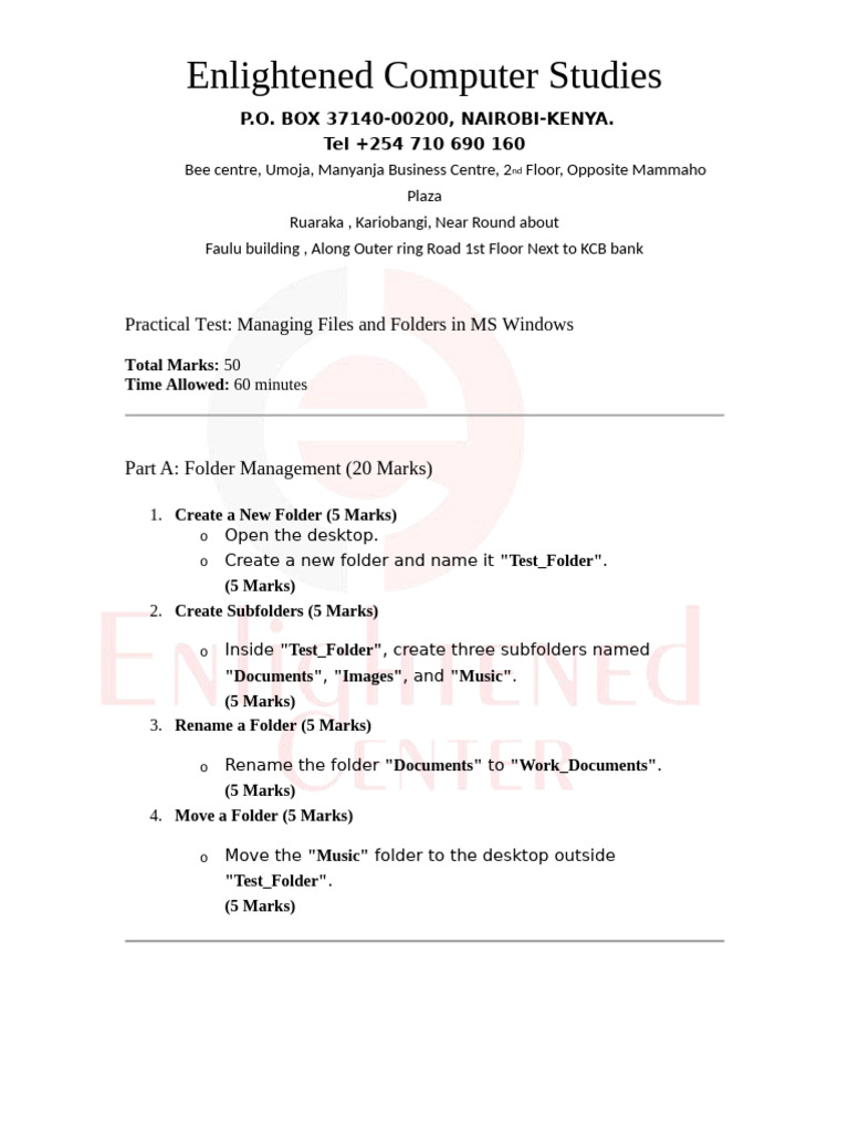 Windows File Management Practical Test | PDF | Computer File ...