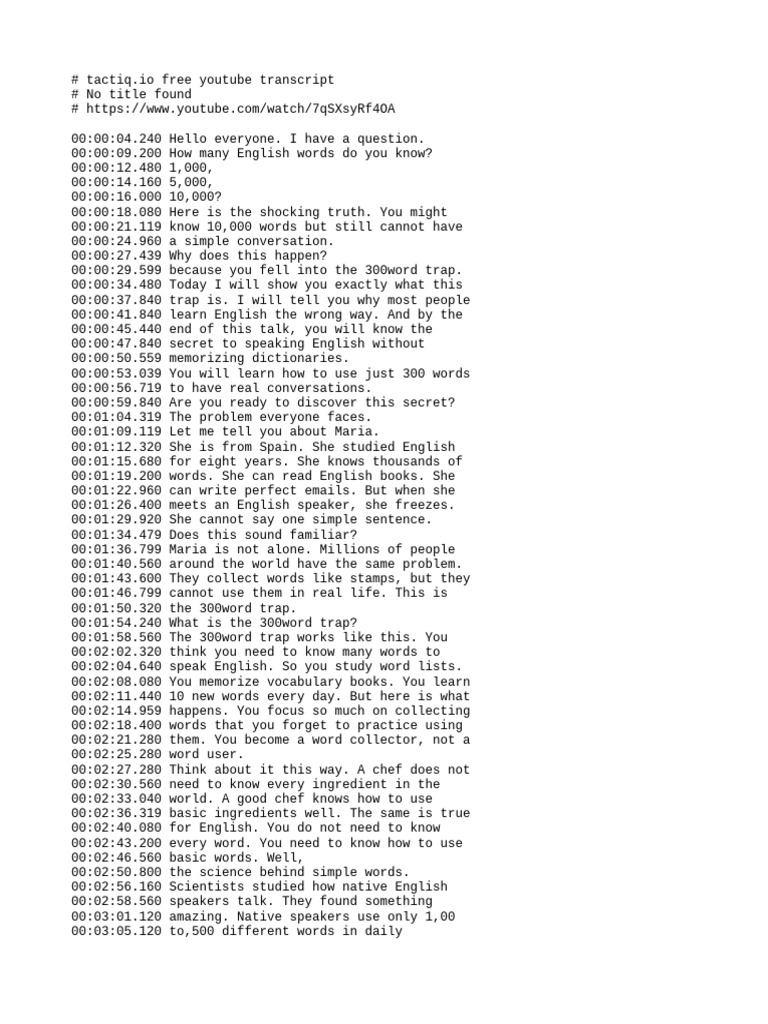 Tactiq Free Transcript 7qSXsyRf4OA | PDF | English Language | Vocabulary