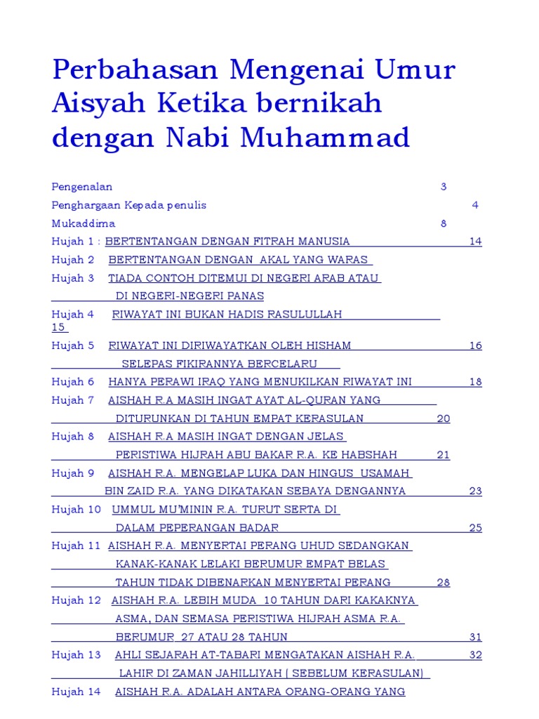 Umur Ummul Mukminin Aisyah Ketika Bernikah Pdf