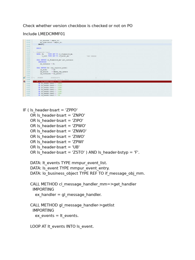 Check Version Checkbox Status on PO | PDF