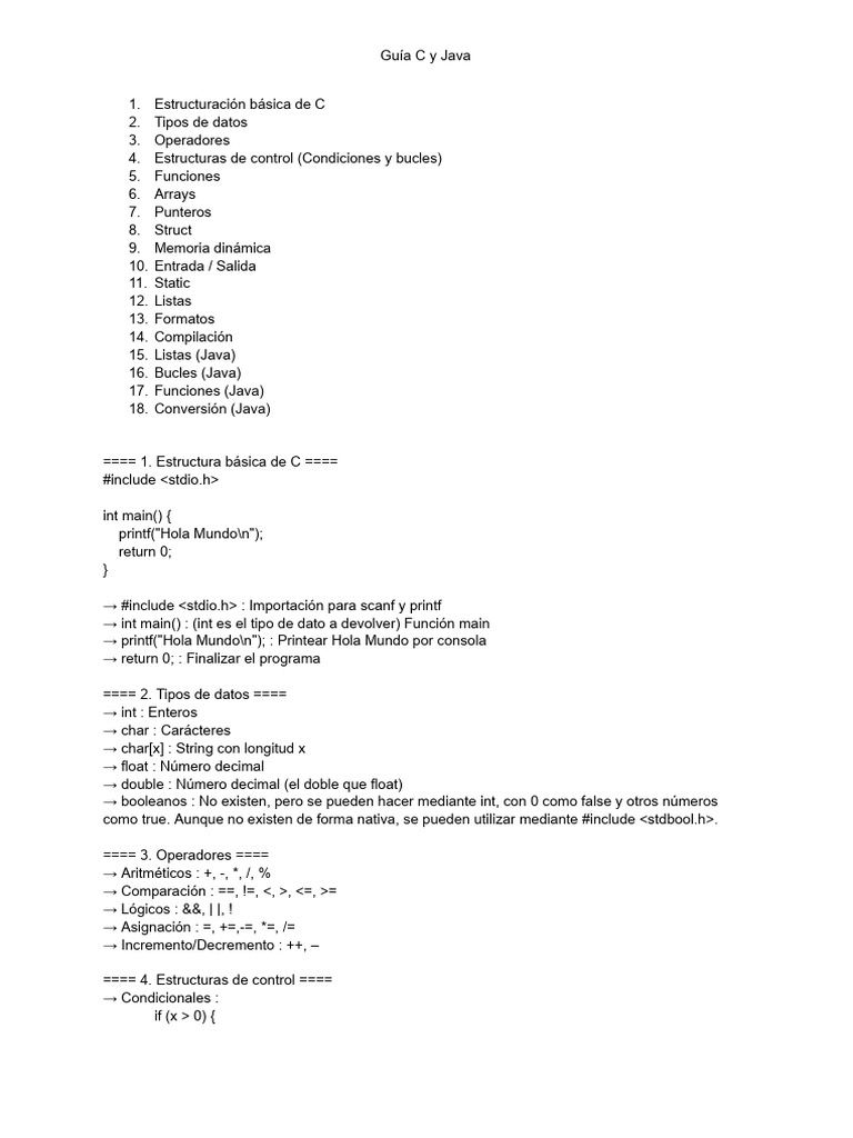 Guia C - Java | PDF | Puntero (Programación de computadora) | Java ...
