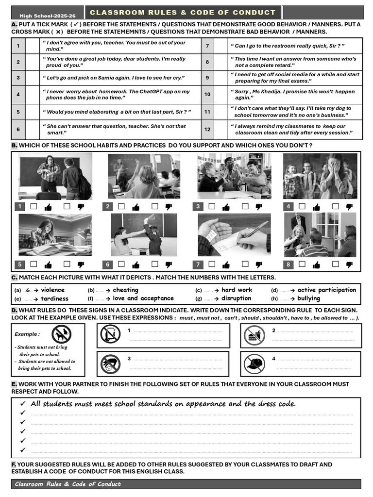 Classroom Rules & Conduct Guide | PDF