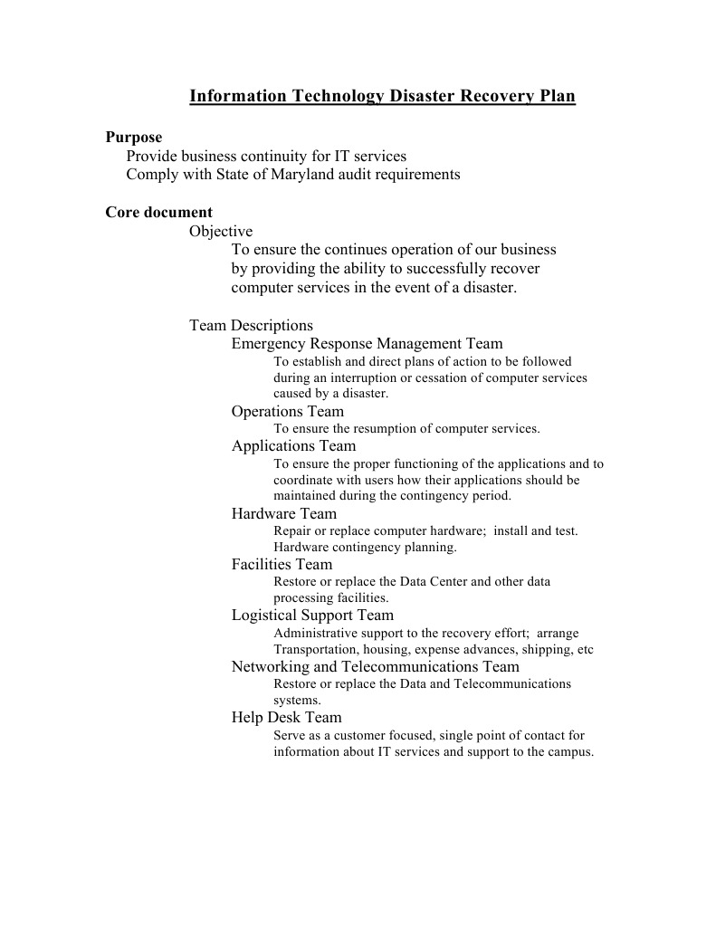 IT Disaster Recovery Plan Overview | PDF