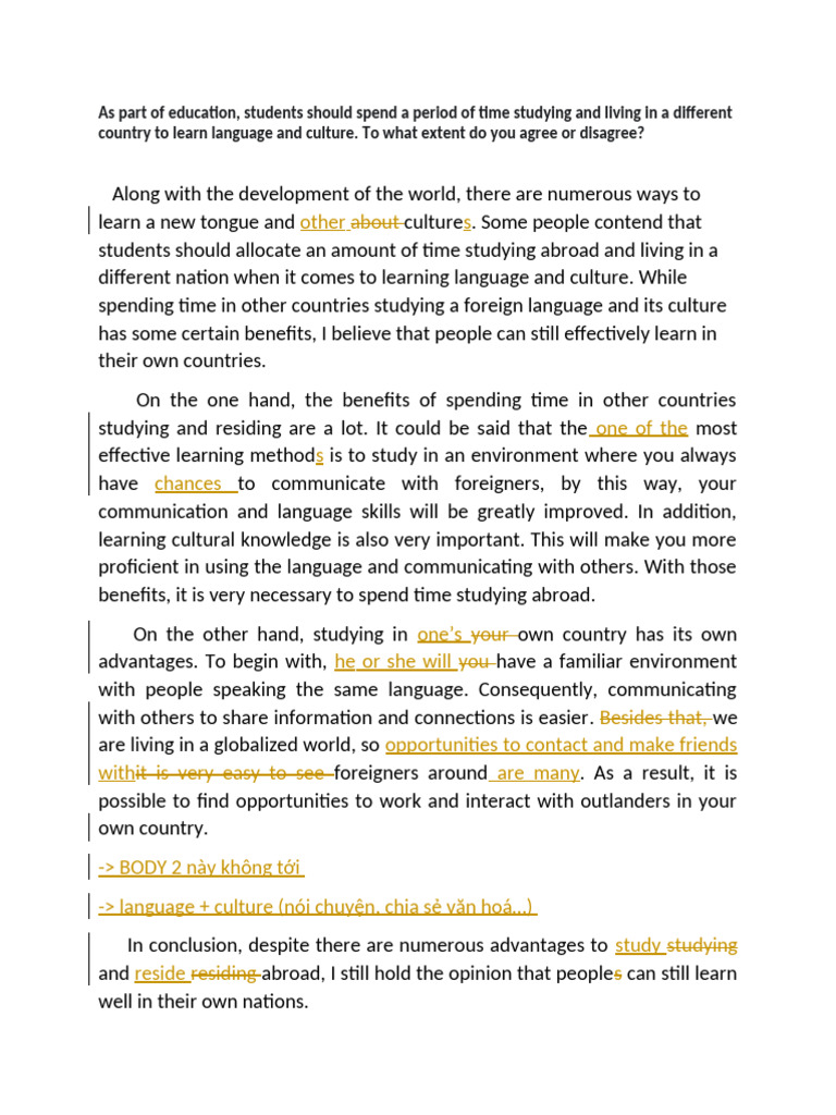 Studying Abroad vs. Learning Locally | PDF