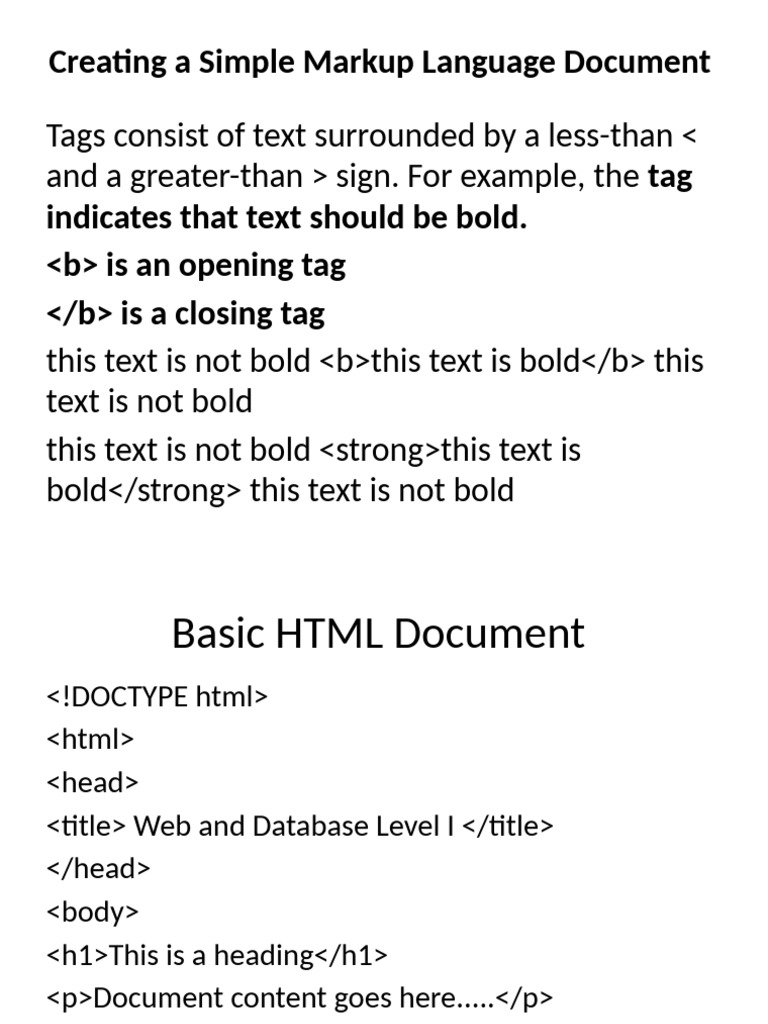 Simple HTML Markup Language Guide | PDF | Html | Html Element
