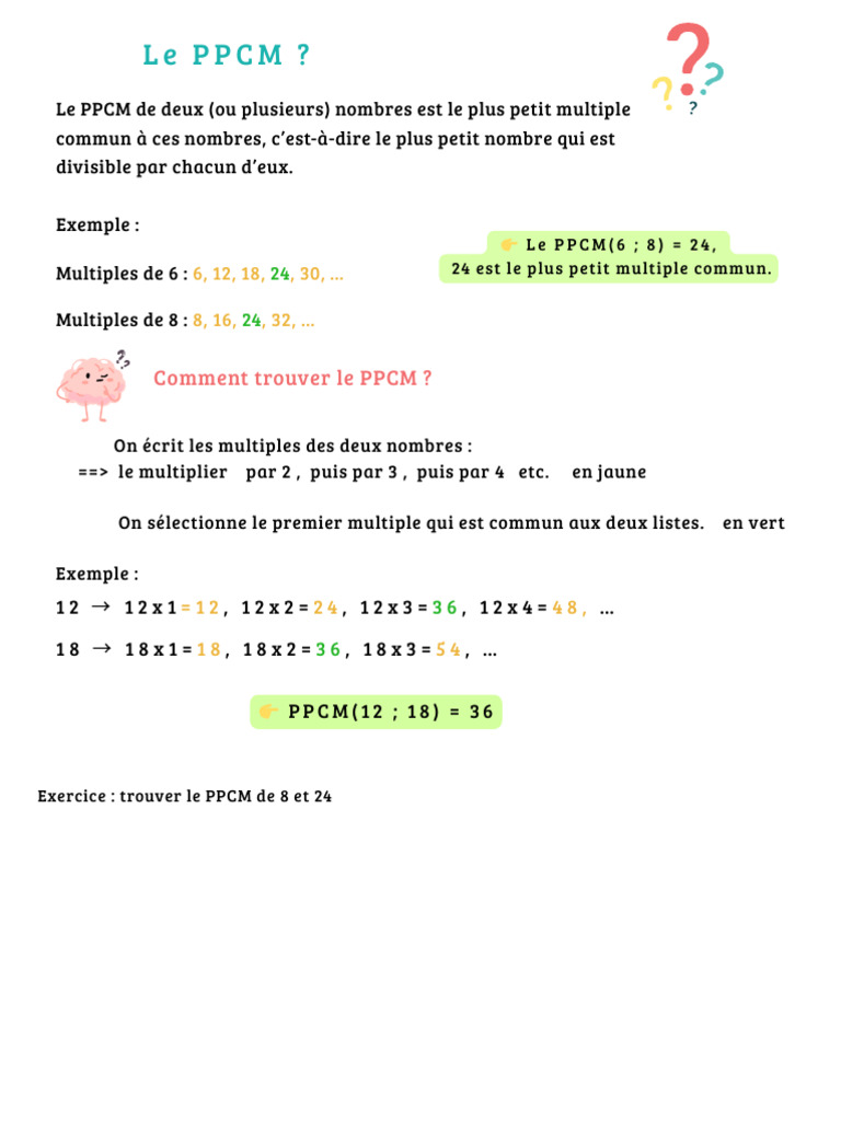 Calculer le PPCM : Méthodes et Exemples | PDF