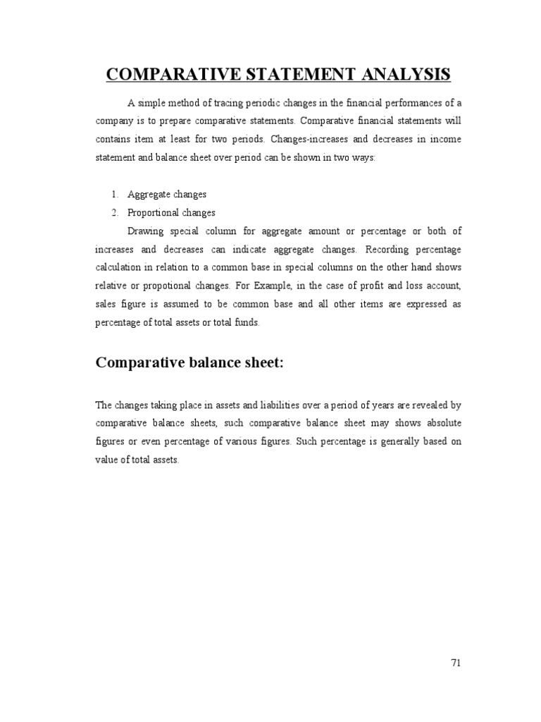 Comparative Balance Sheet Analysis | PDF | Income Statement | Balance Sheet
