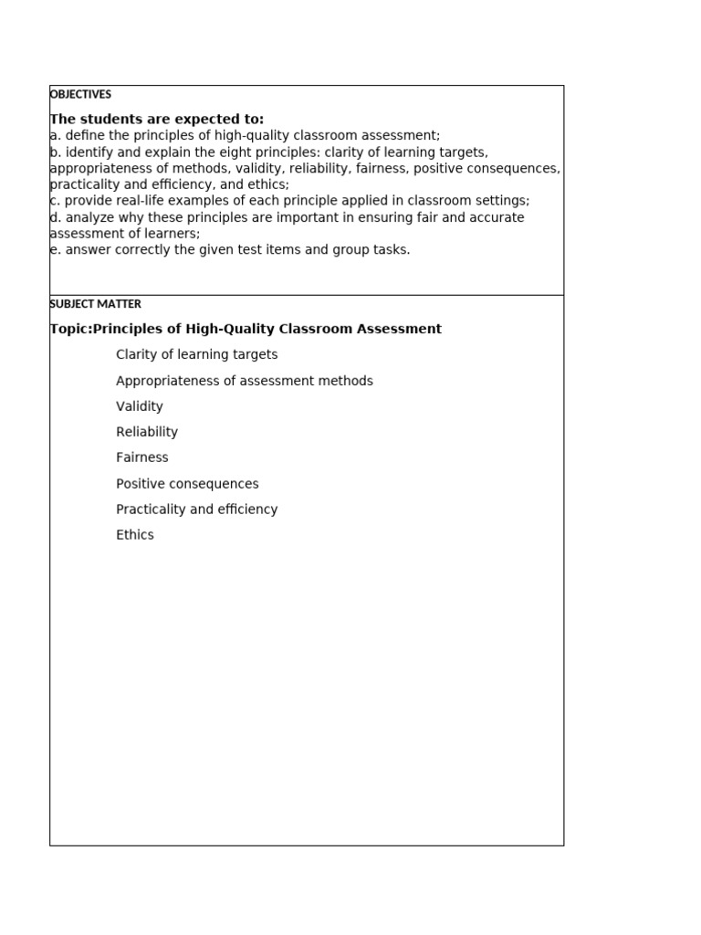 Principles of High Quality Classroom Assessment Salih | PDF ...