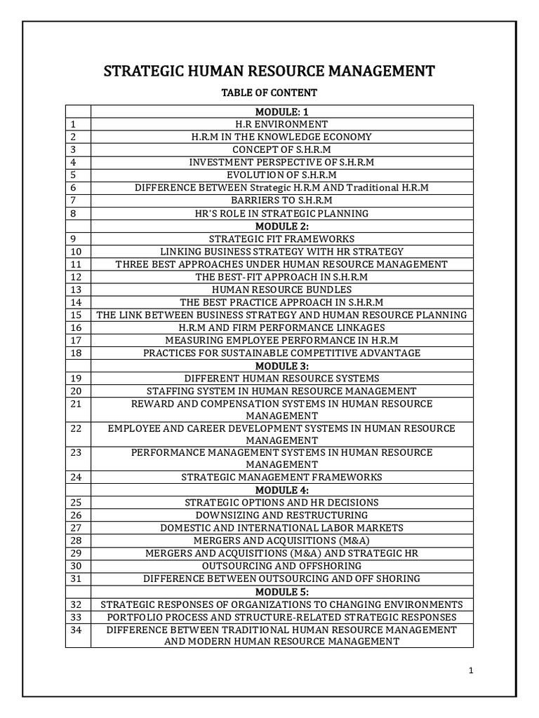 Strategic Human Resource Management Guide | PDF | Strategic Management ...