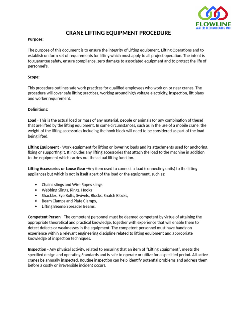 Crane Lifting Equipment Risk Assessment Procedure | PDF | Crane (Machine)
