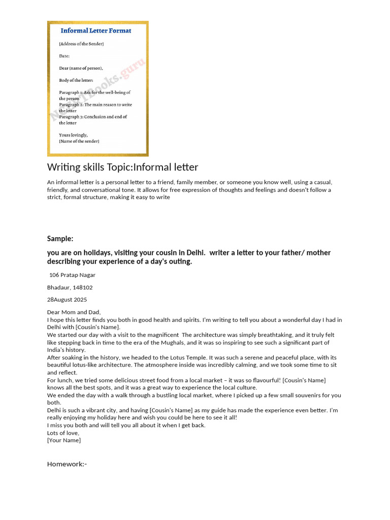 Writing Informal Letters: A Guide | PDF