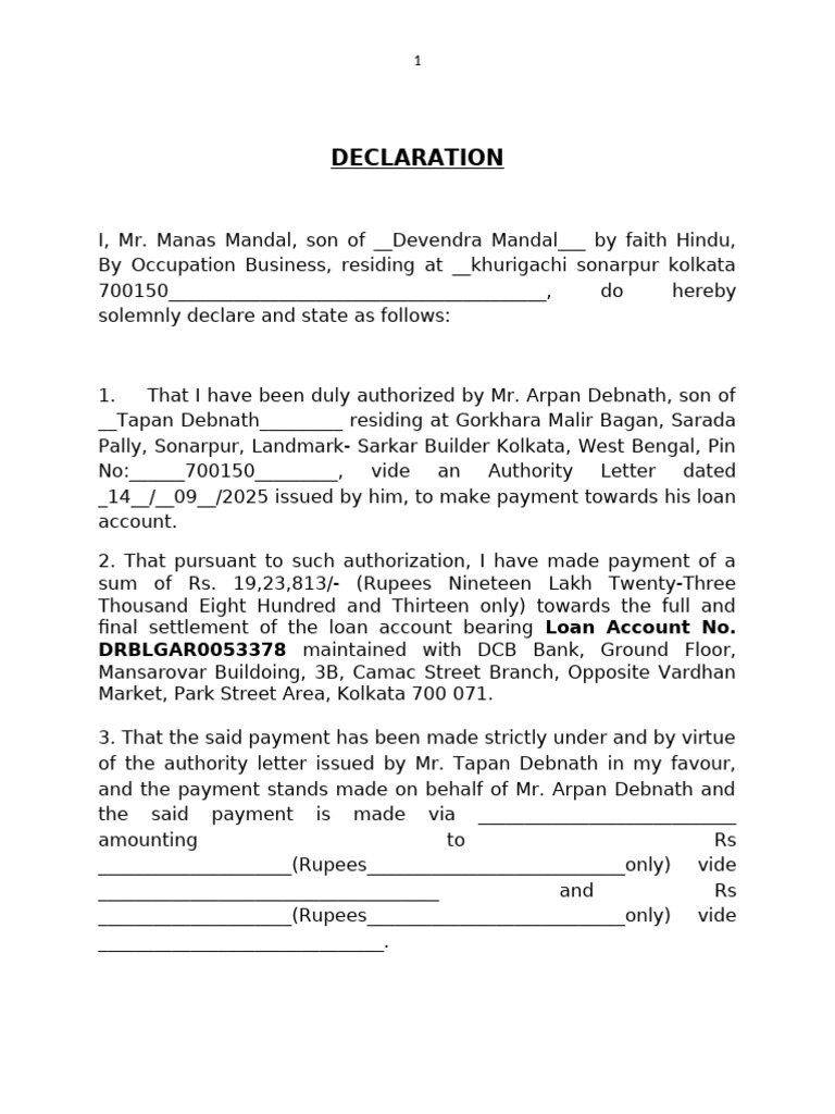 Declaration DCB Bank | PDF