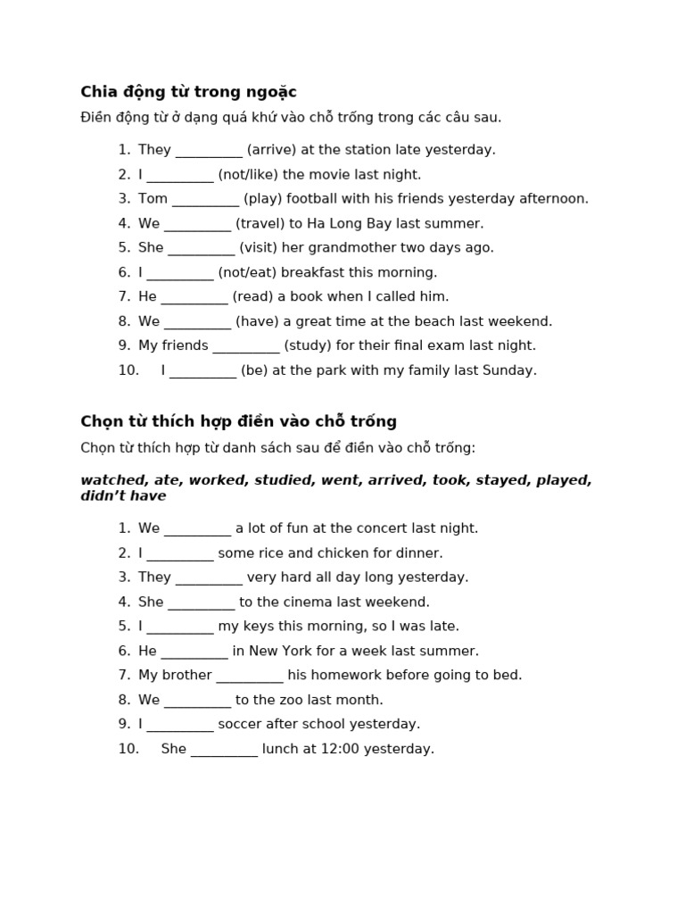 Past Tense Verb Exercises | PDF | Chess Theory | Chess