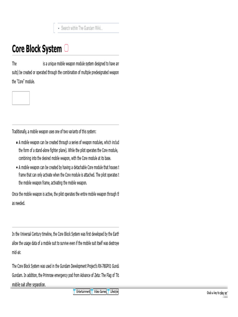 Overview of the Core Block System | PDF | Military Science Fiction ...