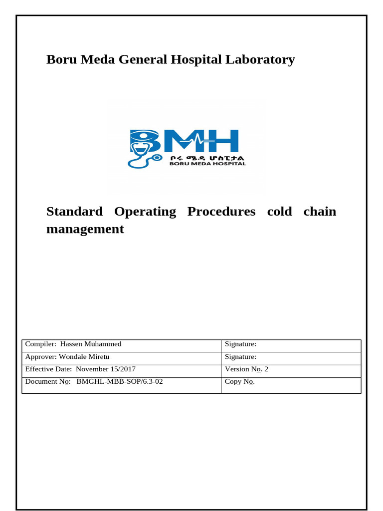 Cold Chain Management SOP for Blood | PDF | Refrigerator