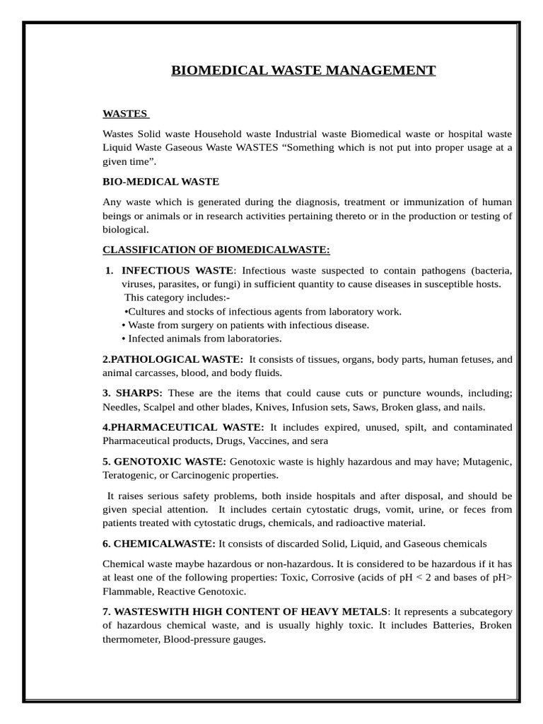Biomedical Waste Management Guide | PDF | Waste | Infection
