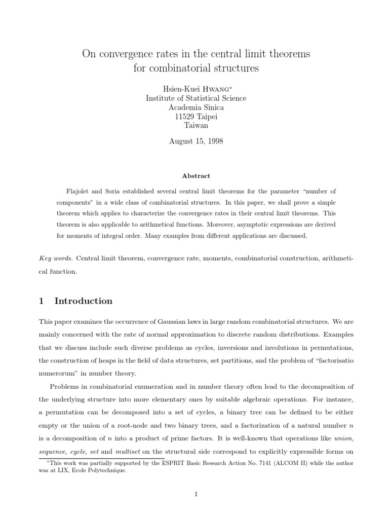 On Convergence Rates in The Central Limit Theorems For Combinatorial ...
