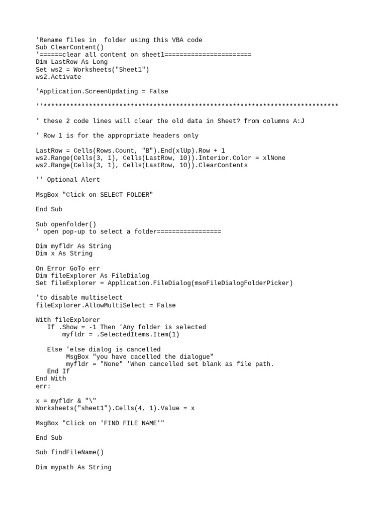 New Code - Rename Files in Folder Using VBA | PDF | Computer ...