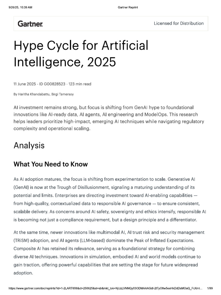 Hype Cycle For Ai 2025 | PDF
