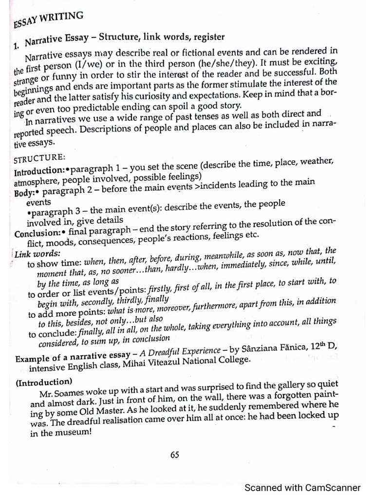 Narrative Essay, Structure+ Model | PDF