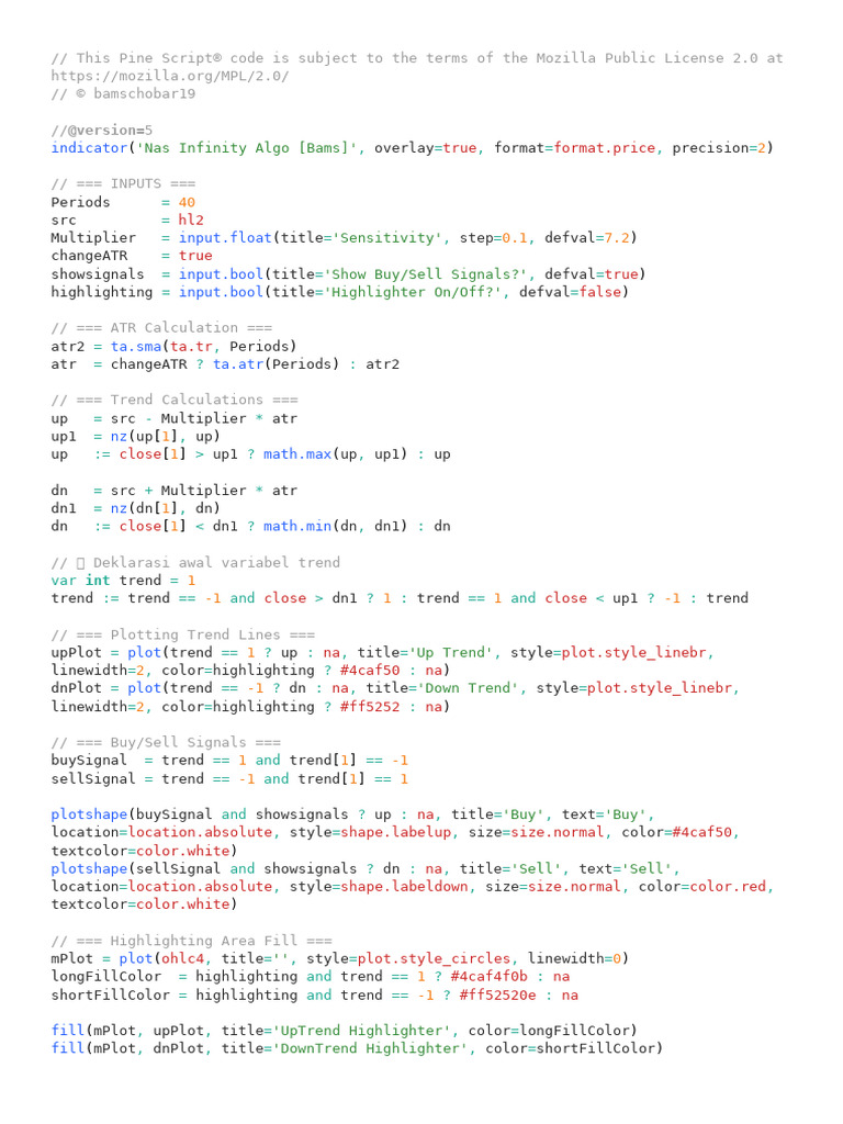 Nas Infinity Algo Pine Script Code | PDF