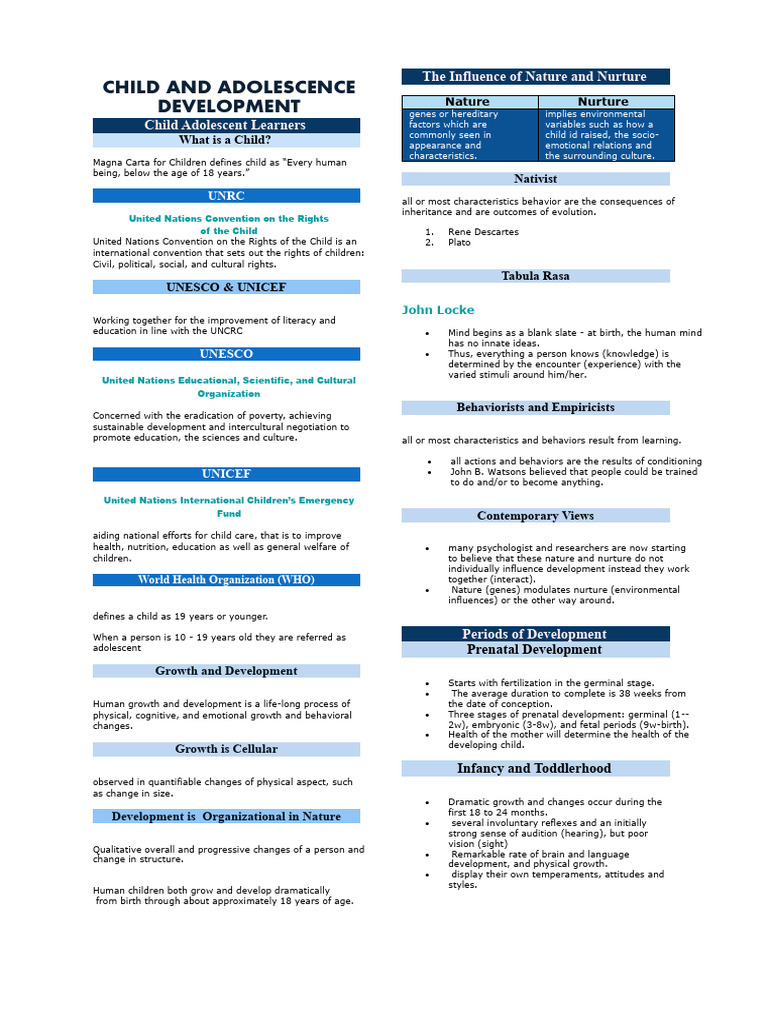 Child and Adolescent Development Overview | PDF | Adolescence ...