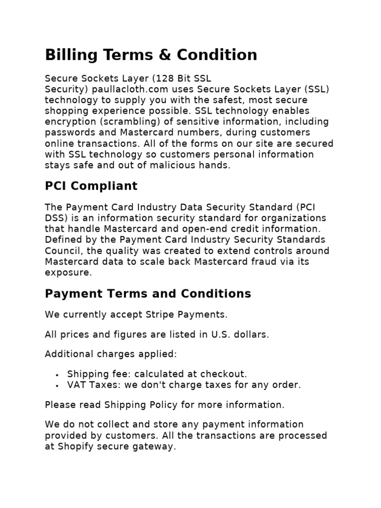 Payment Terms and Conditions Overview | PDF | Payment Card Industry ...