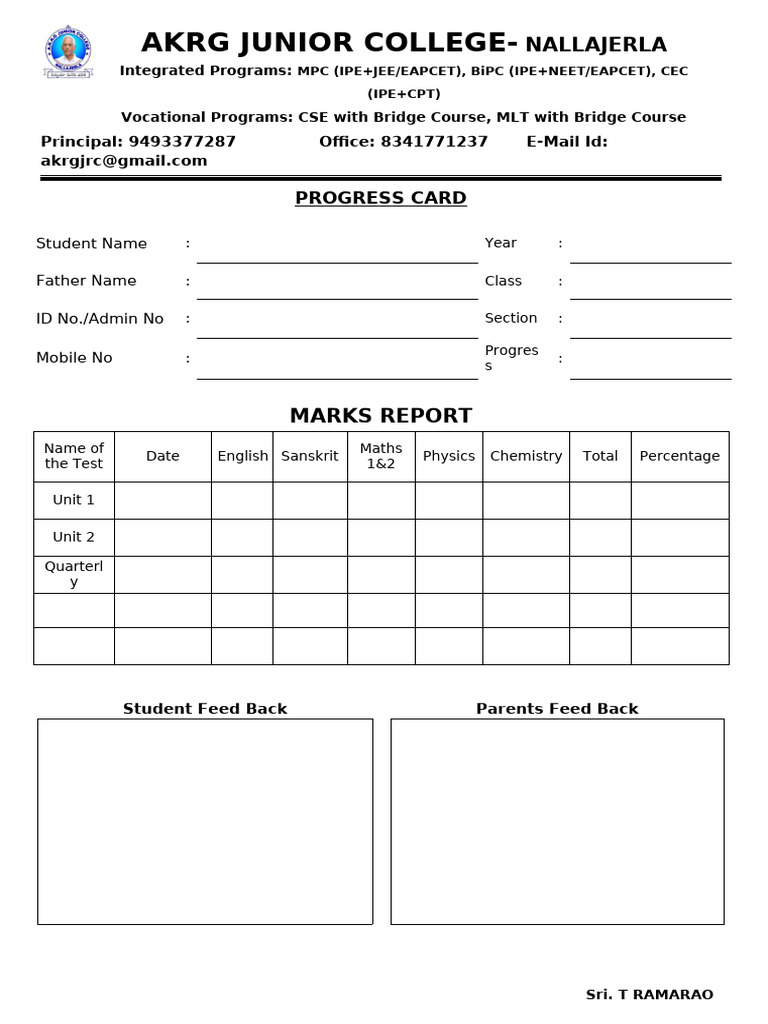 Progress CARD | PDF