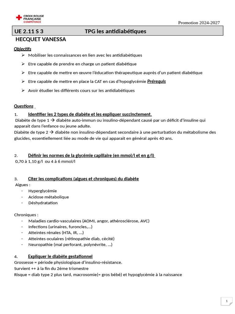 Prise en charge du diabète 2024-2027 | PDF | Hémoglobine glyquée ...