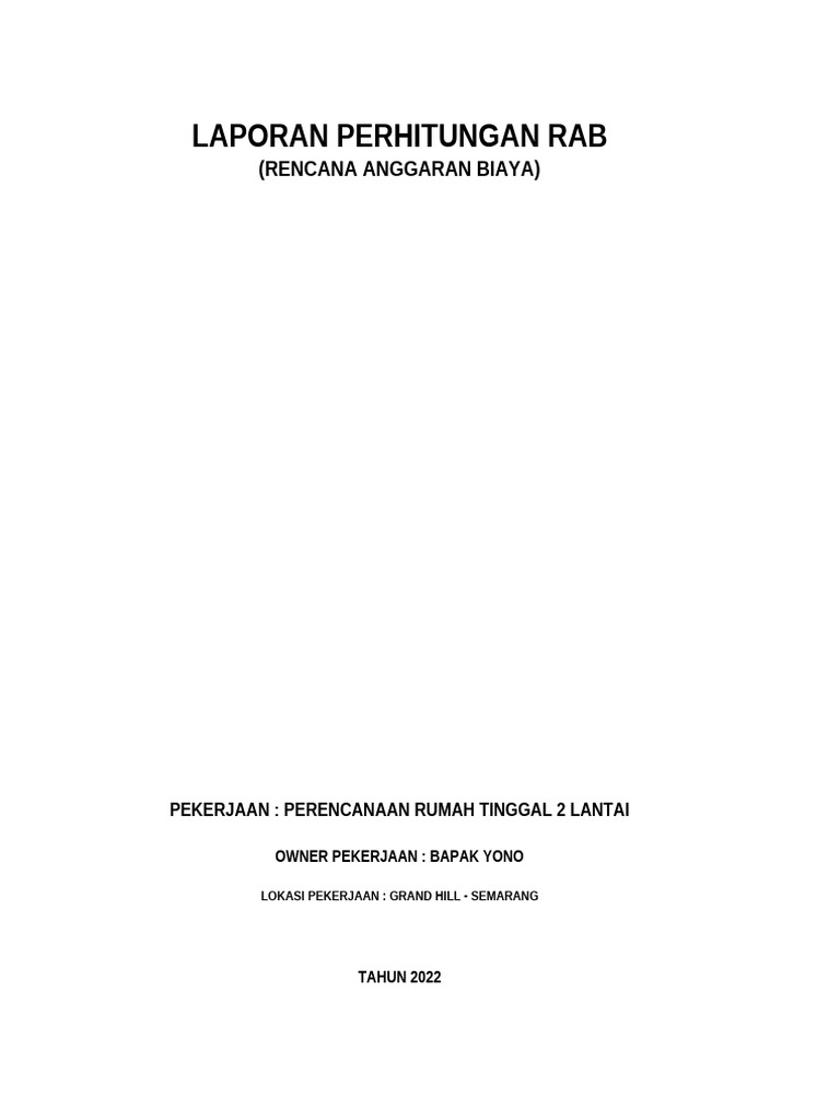 RAB Rumah Tinggal 2 Lantai Pak Yono | PDF
