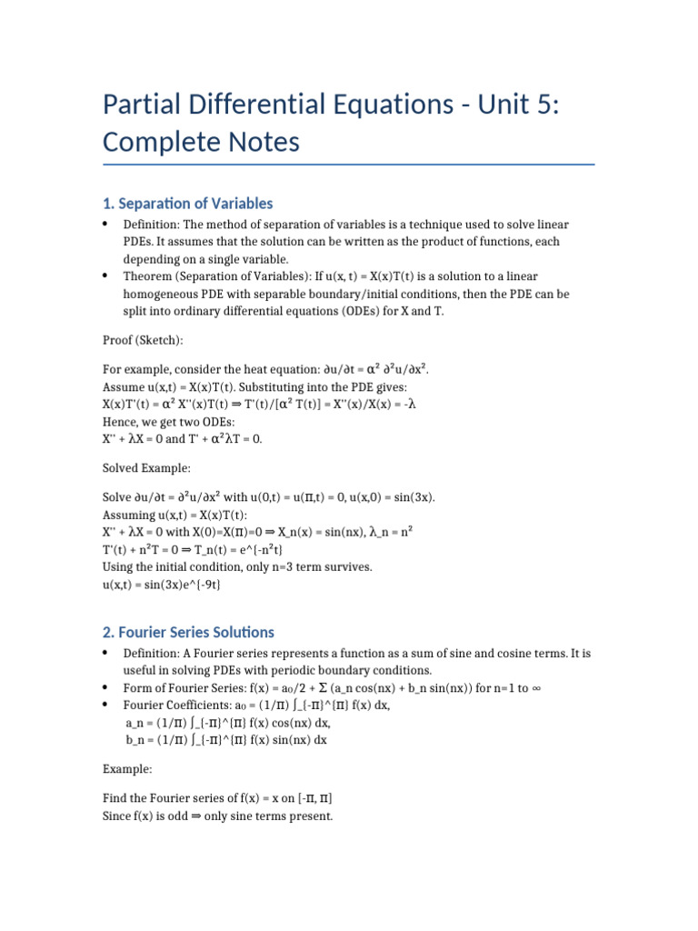 PDE Unit5 Expanded Notes-1 | PDF