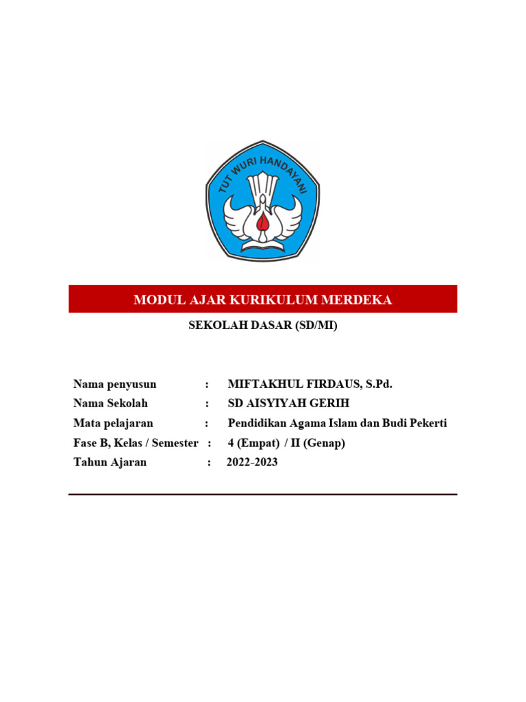 Modul Ajar Kelas 4 Semester 2 2022-2023 | PDF