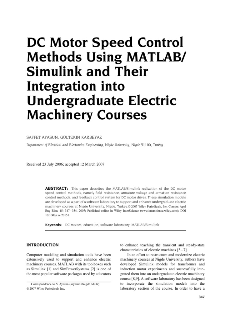 DC Motor Speed Control with MATLAB Simulink | PDF | Electrical Network ...