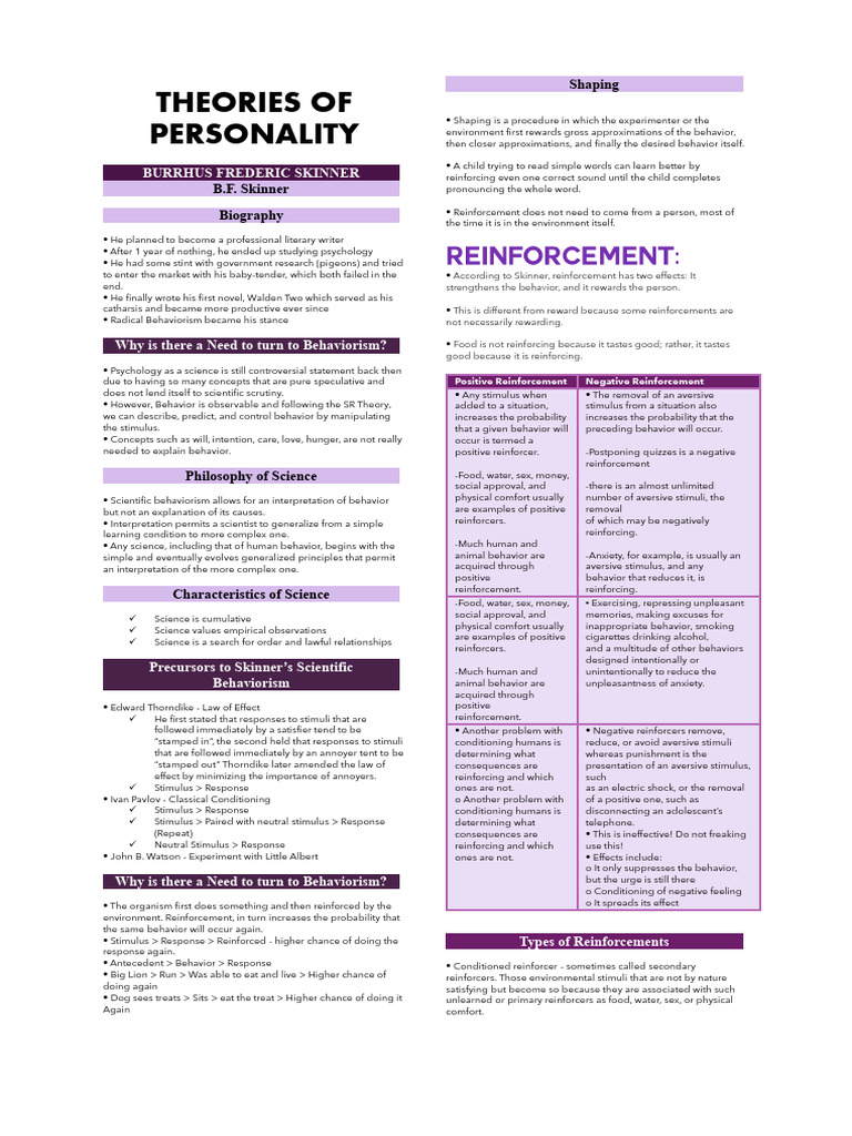 Skinner's Behaviorism and Reinforcement | PDF | Reinforcement | Behaviorism