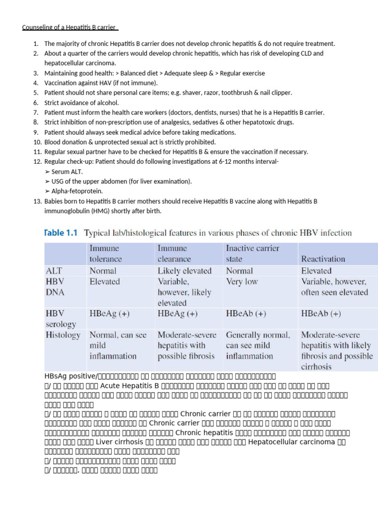 Counseling of A Hepatitis B Carrier | PDF