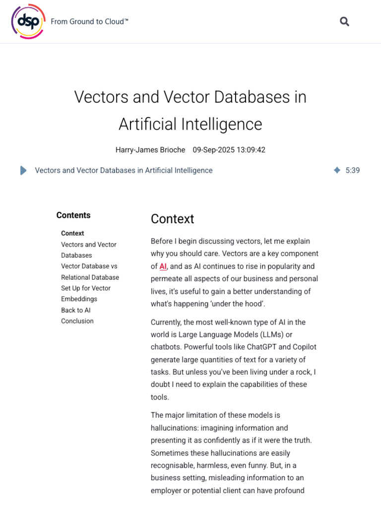 Vectors and Vector Databases in Artificial Intelligence | PDF ...