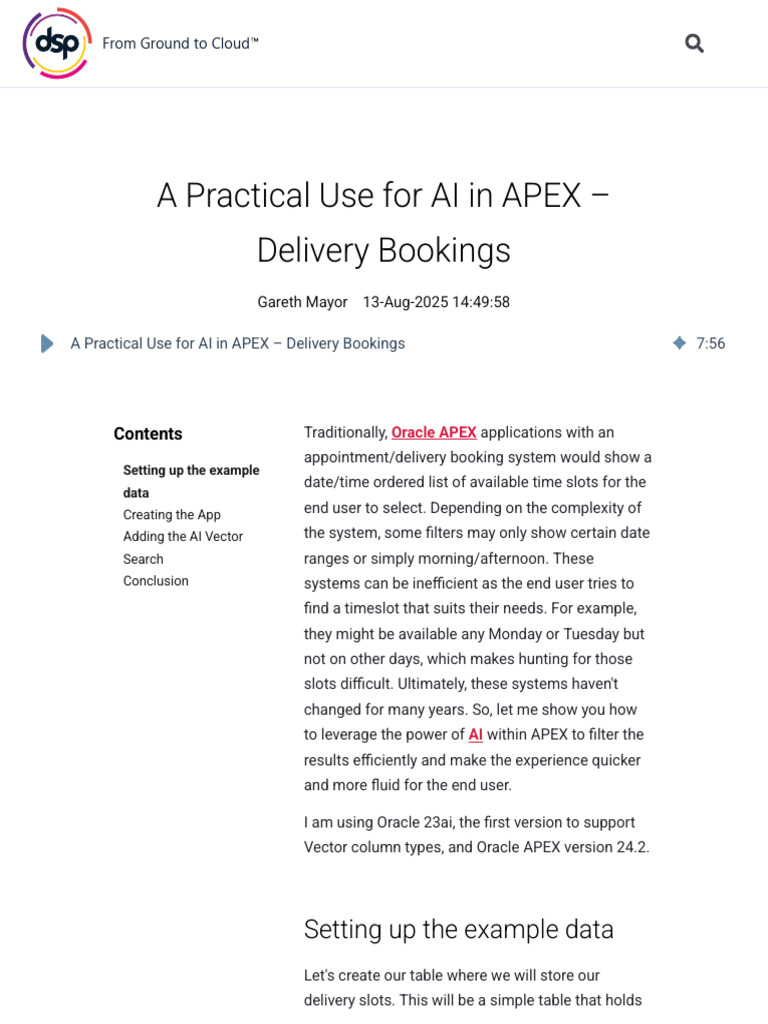 AI-Enhanced Delivery Bookings in APEX | PDF | Oracle Corporation ...