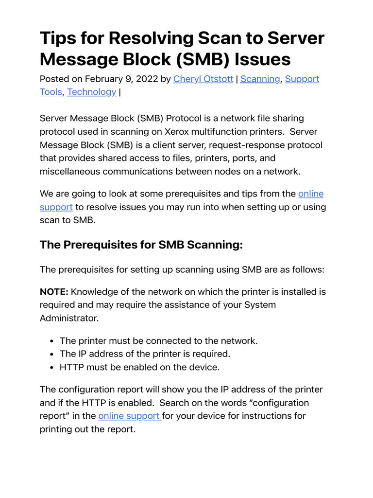 Fixing SMB Scan Issues on Xerox Printers | PDF | Computer Network ...