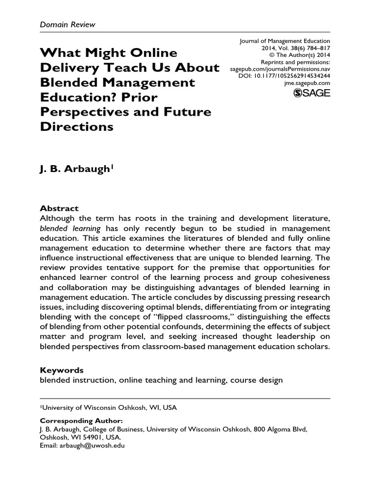 Blended Learning in Management Education | PDF | Learning | Educational ...
