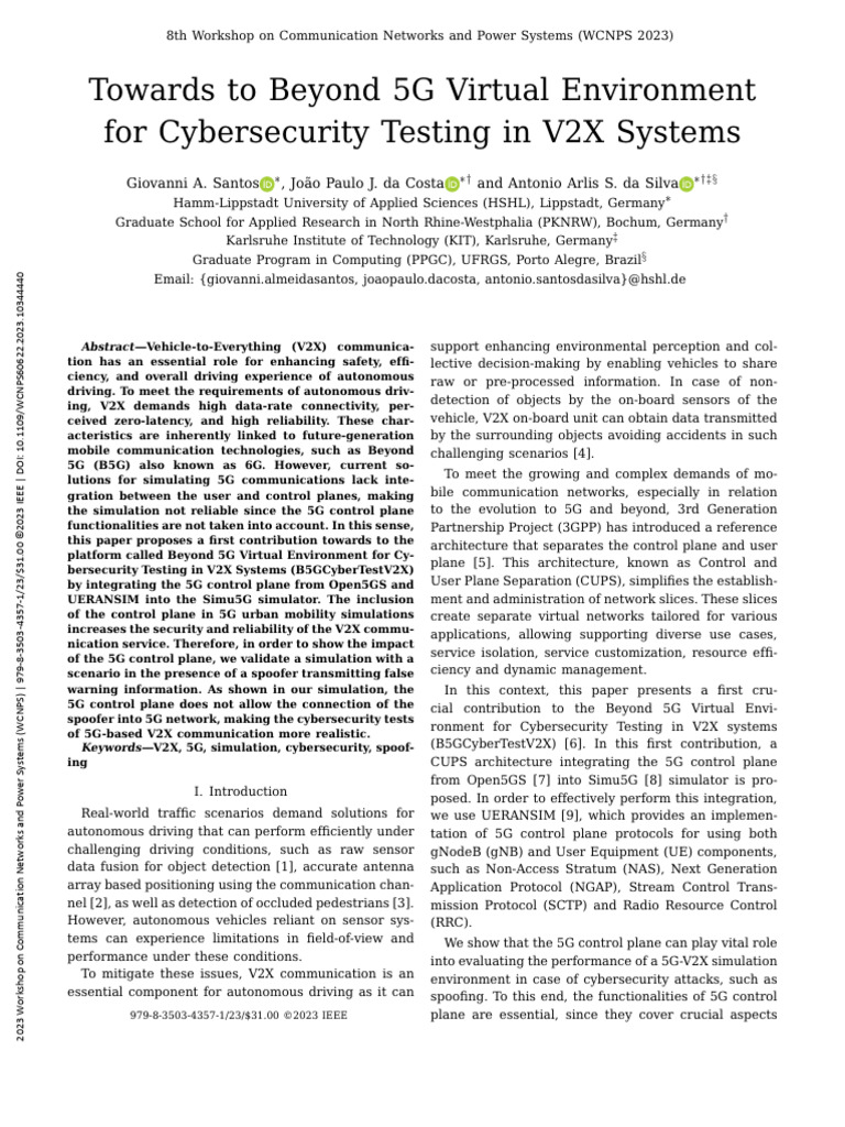 B5G Cybersecurity Testing for V2X Systems | PDF | Computer Network ...