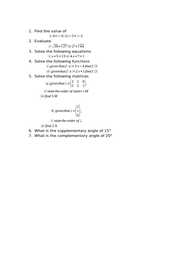 Basic Math Problems and Solutions | PDF