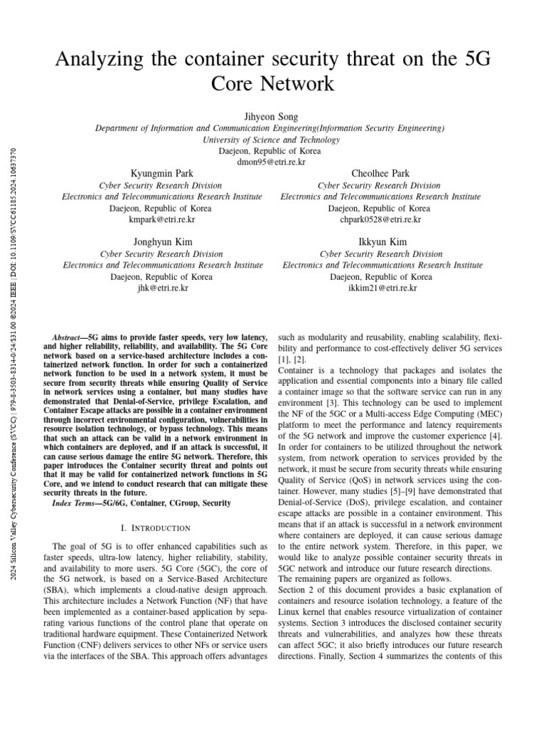Container Security Threats in 5G Networks | PDF | Computer Architecture ...