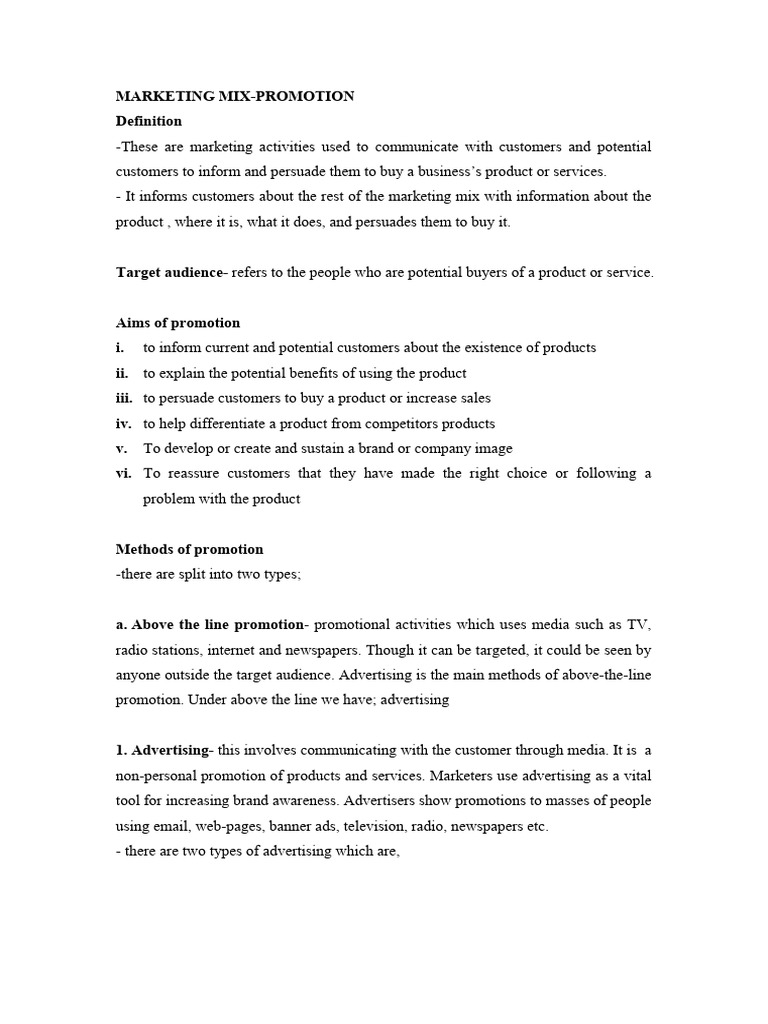 Marketing Mix: Promotion Strategies | PDF | Marketing | Advertising
